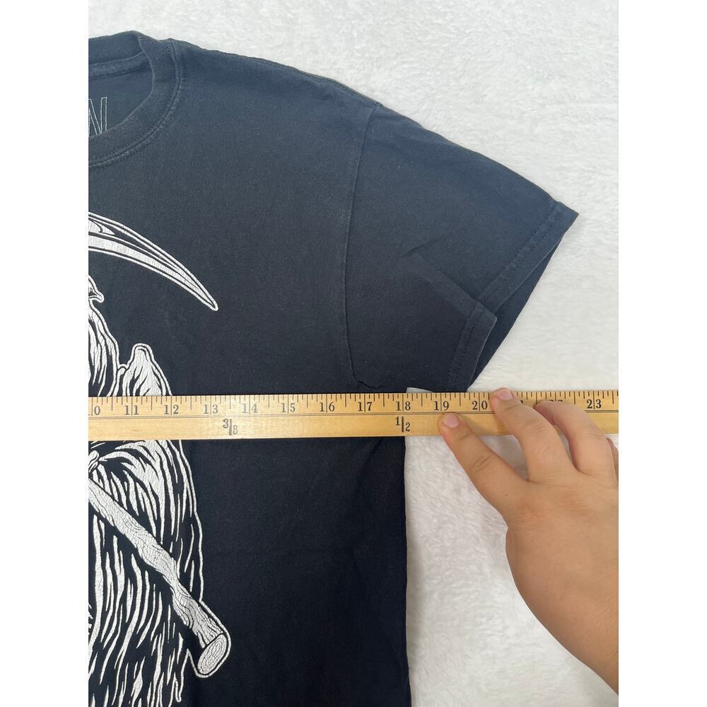SCW Grim Reaper Smiley Face Baby Tee Black Graphic Tee Japan Streetwear size S - Picture 4 of 6